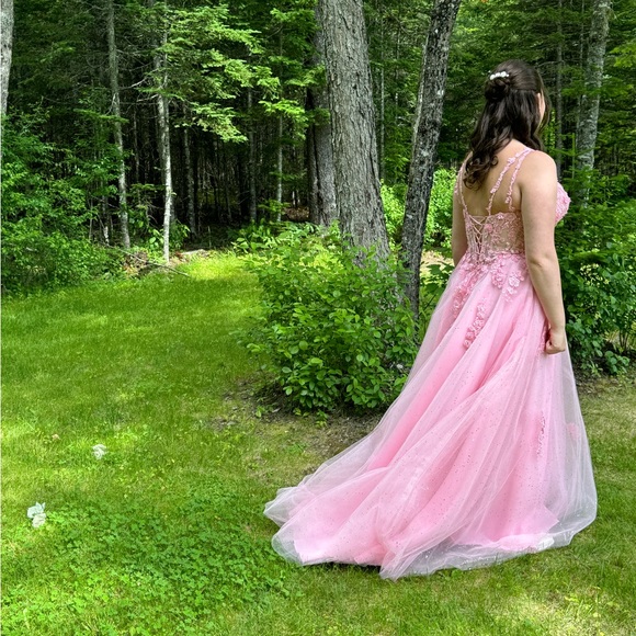 Gorgeous Pink MoriLee Corset Prom Dress - Picture 4 of 14